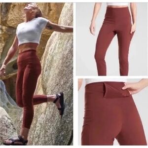 Athleta Trekkie Hybrid Crop Tight pants in rust 10